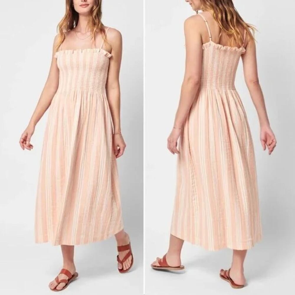 Faherty Dream Cotton Gauze Lakeview Dress in Sepia Stripe Size Small Gently Used